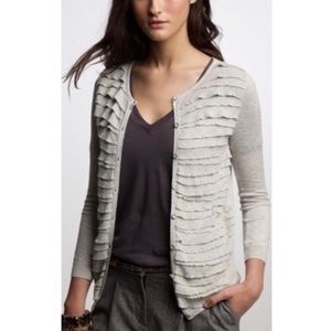 SOLD  Gray Ruffle Button Cardigan Sweater XS